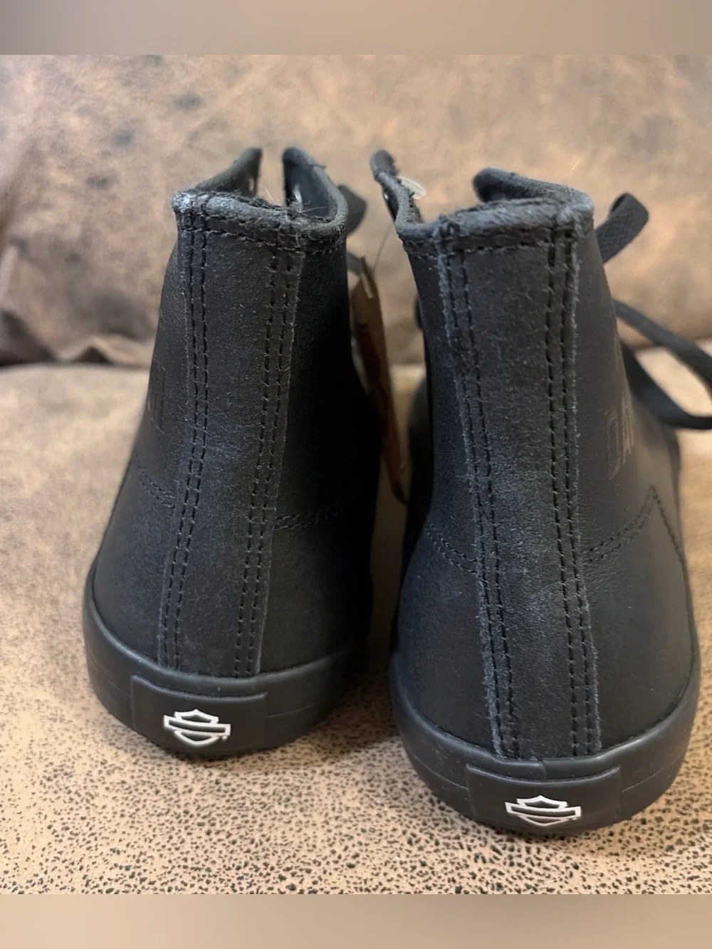 Harley-Davidson Men's Nathan High-Top Black or White Leather Sneakers Size 8